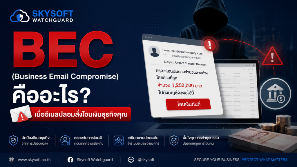 Business Email Compromise (BEC) คืออะไร? เมื่ออีเมลปลอมสั่งโอนเงินธุรกิจคุณ